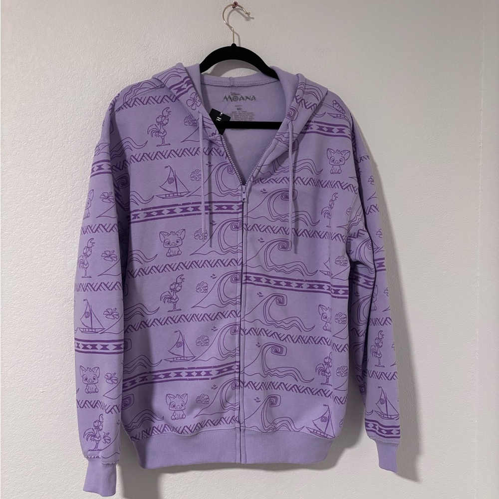 Hot Topic Disney Moana Lavender Graphic Zip Hoodie Size M NWT